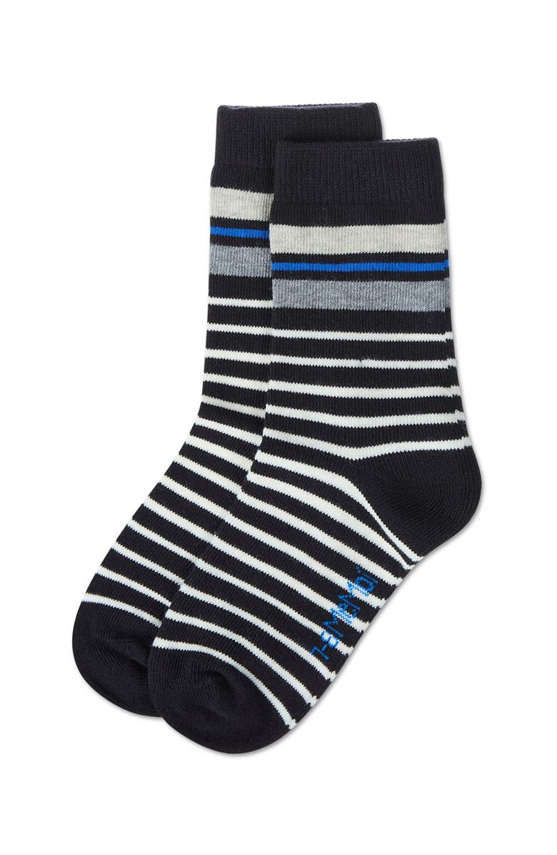 MeMoi Striped Fine-Gauge Crew Sock, Alternate, color, Black