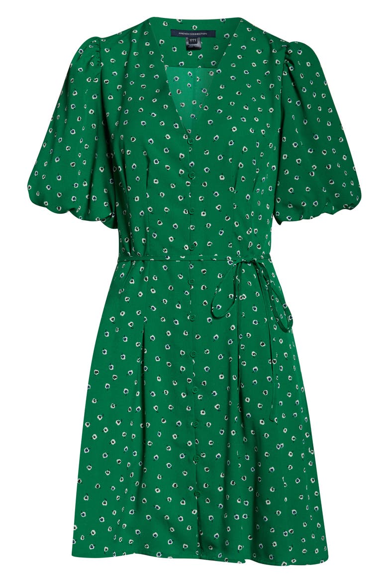 Adelise Puff Sleeve Fit & Flare Minidress, Alternate, color, FERN GREEN