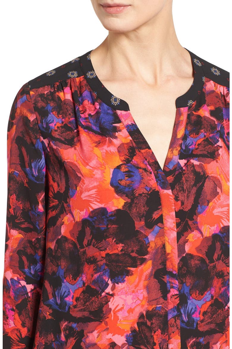 Long Sleeve Mix Print Blouse, Alternate, color, CARMINE PROMISE