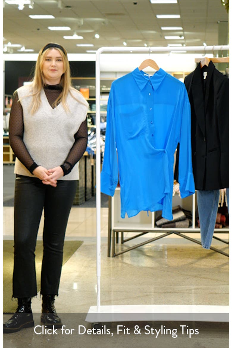 Asymmetric Closure Satin Button-Up Shirt video