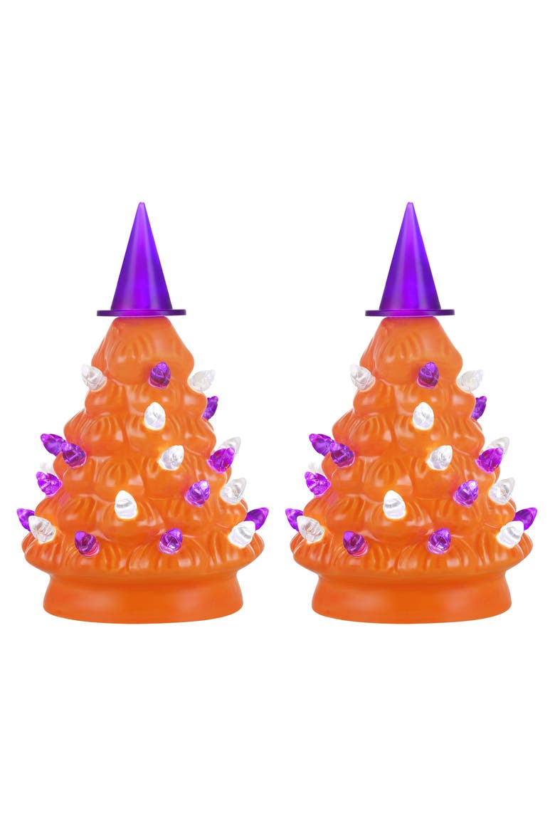 Set of 2 Mini Halloween Trees - Orange, Main, color, Orange