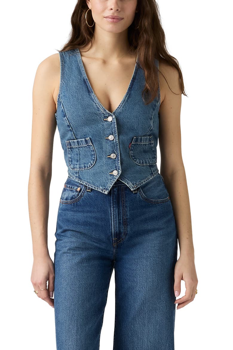 Tailored Denim Vest, Main, color, LETS PARTY VEST