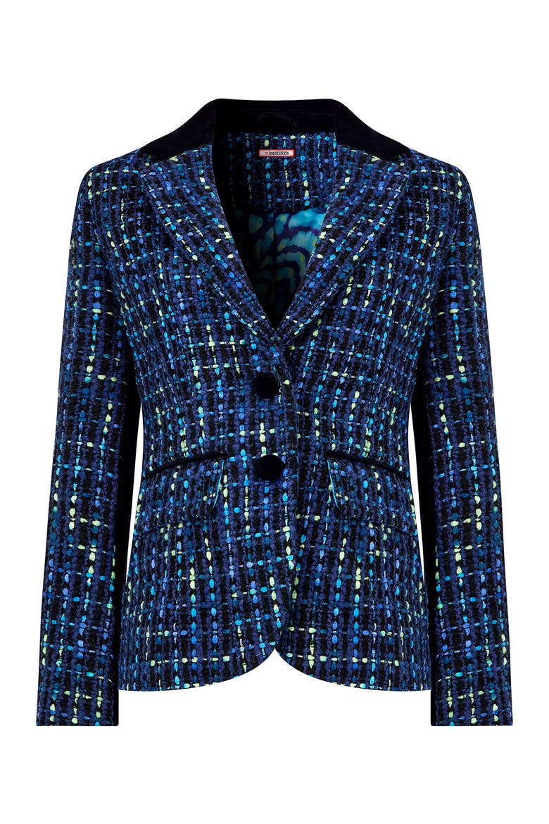 Single Breasted Tweed Blazer, Alternate, color, NAVY TWEED