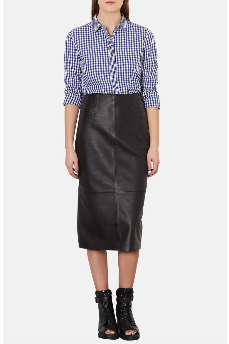 Mix Gingham Print Cotton Shirt, Alternate, color, BLUE