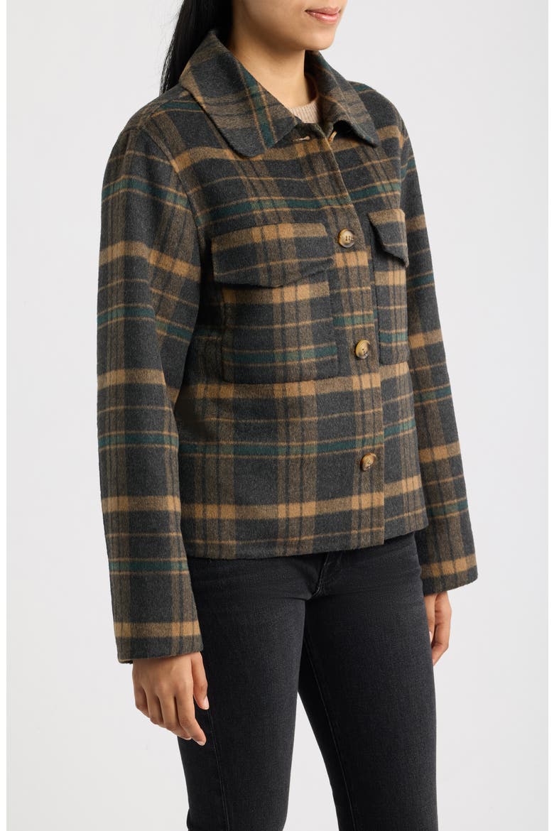 Plaid Button-Front Jacket, Alternate, color, GREEN PLAID/ GREEN