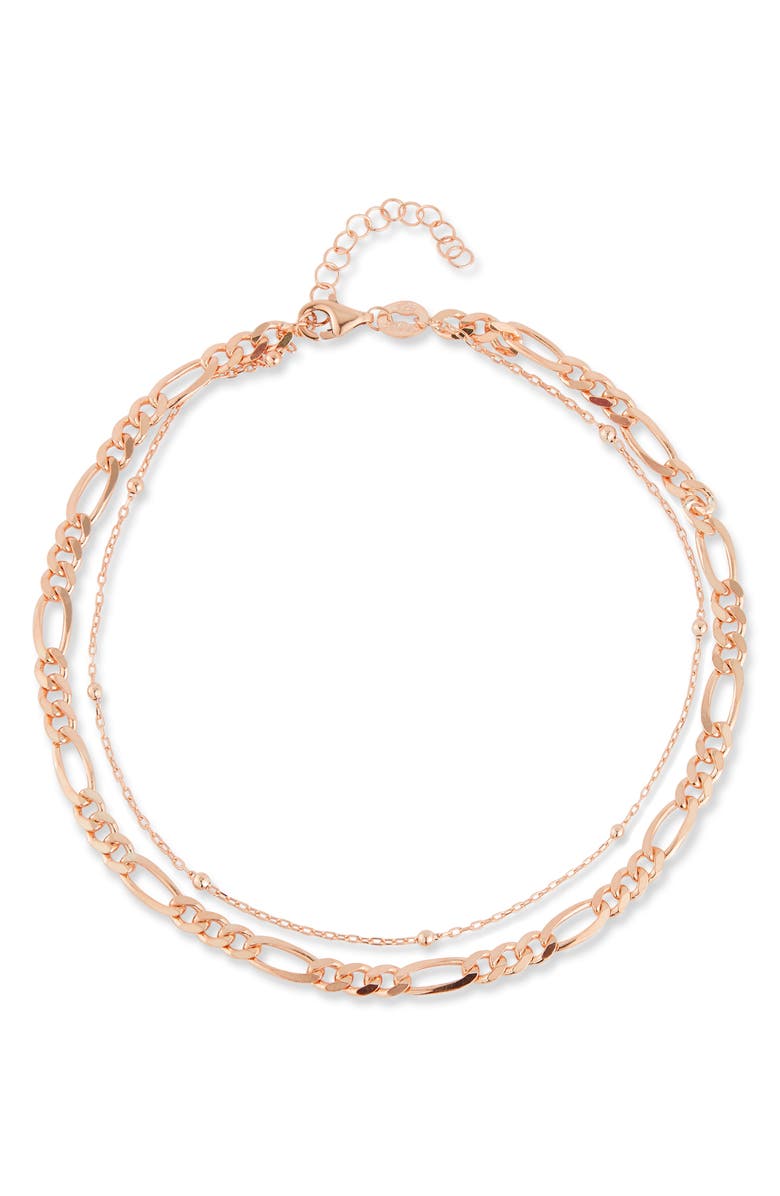 CHLOE AND MADISON Double Layer Chain Anklet, Main, color, Rose Gold
