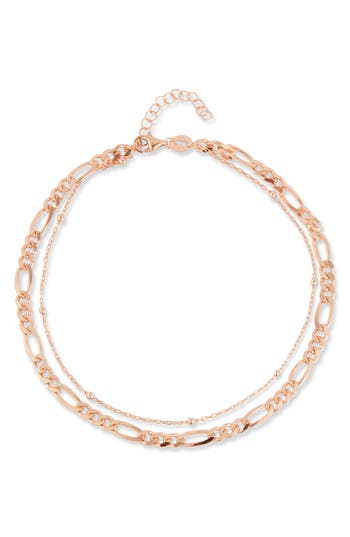 Chloe & Madison Chloe And Madison Double Layer Chain Anklet In Gold