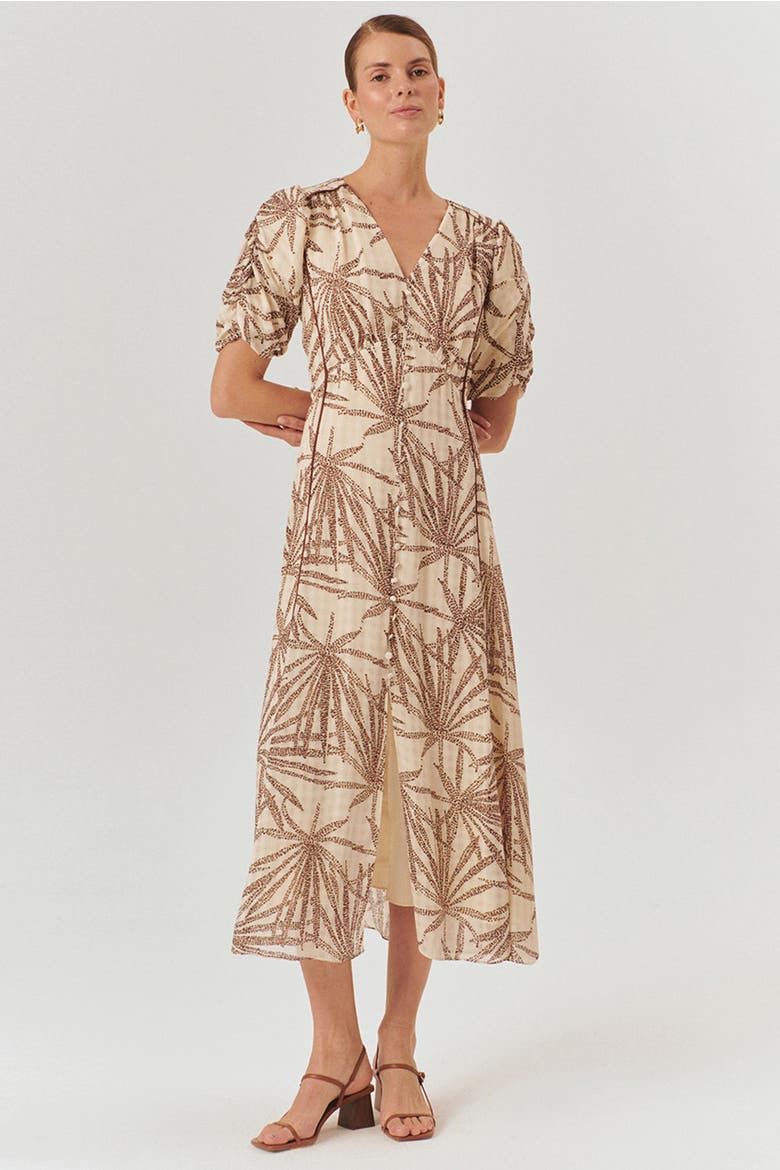 Adaline Midi Dress, Alternate, color, BROWN-BEIGE