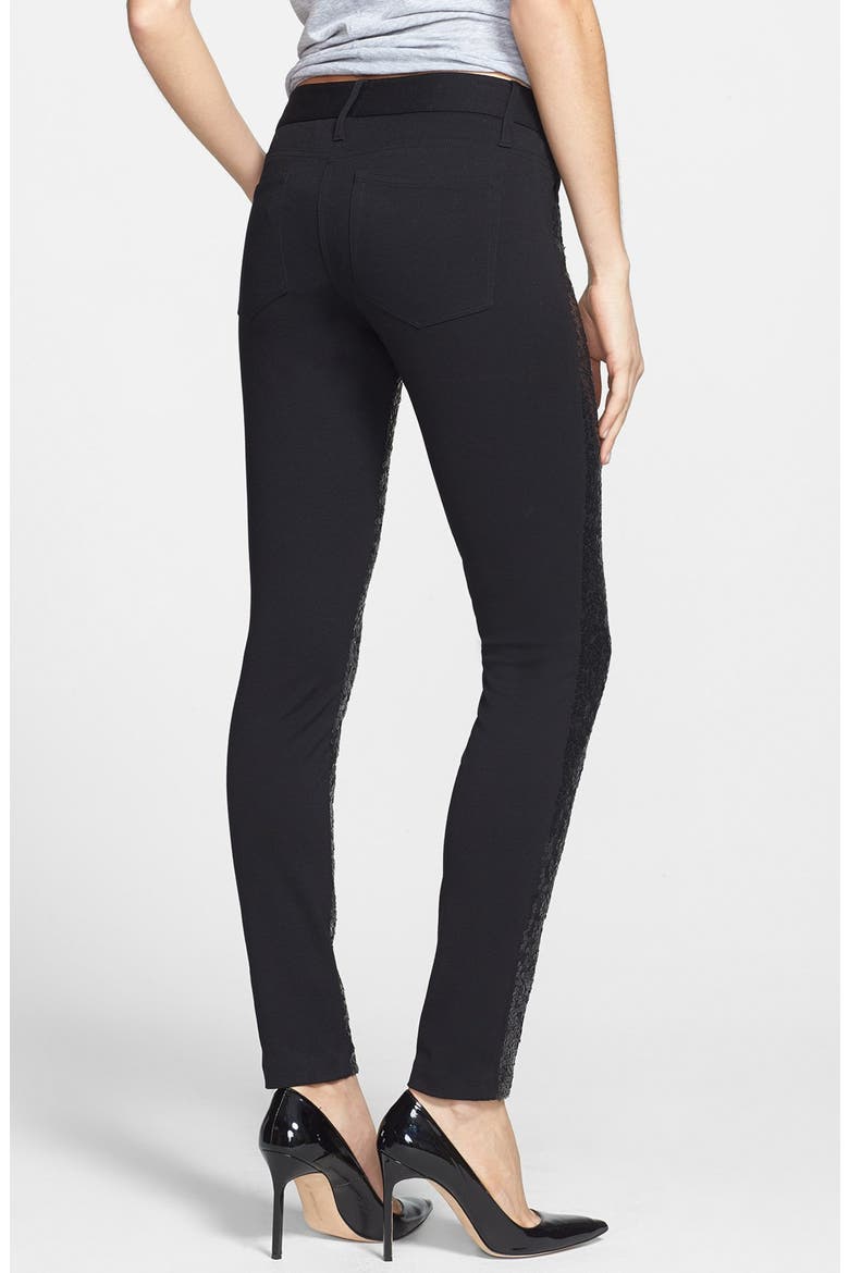 Denim 'Emily' Skinny Sequin Front Pants, Alternate, color, BLACK SEQUINS