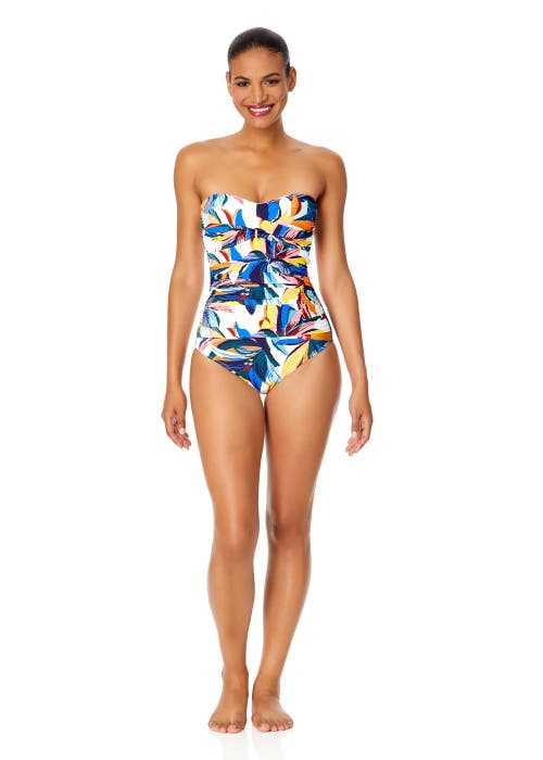 Anne Cole Twist Front Shirred One Piece In Riviera Floral