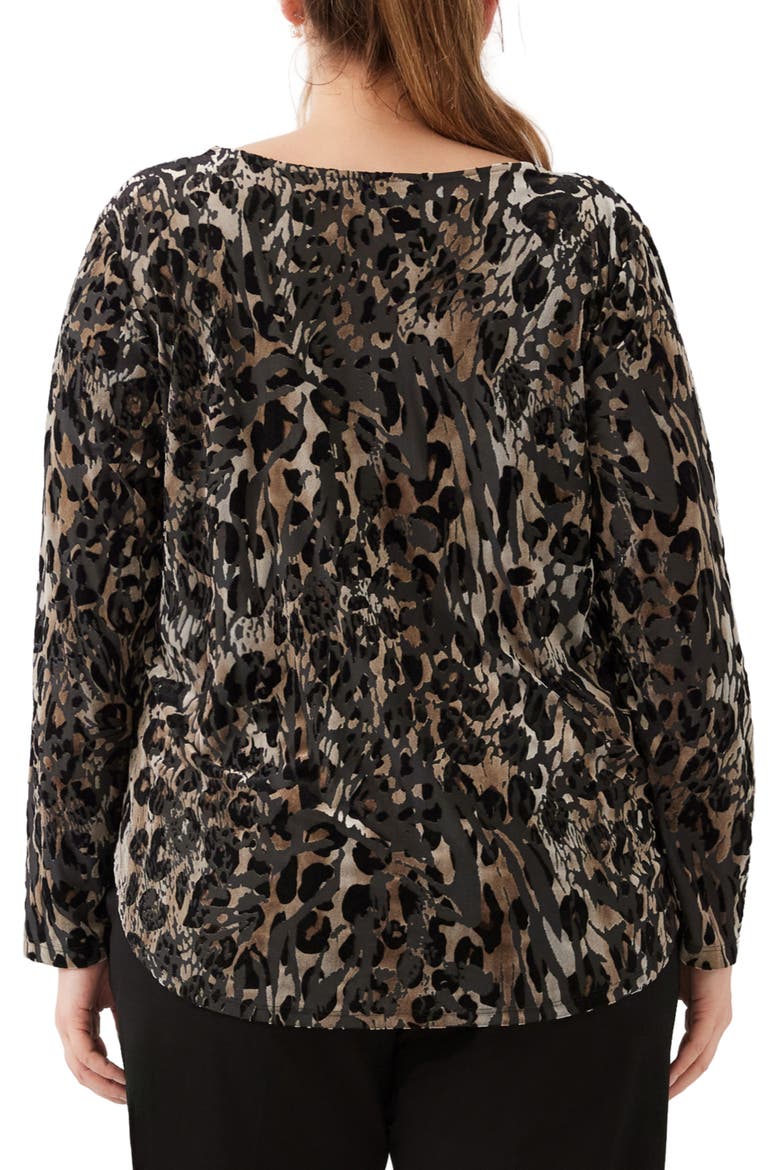 Animal Velvet Burnout Shirttail Top, Alternate, color, TAUPE/ BLACK