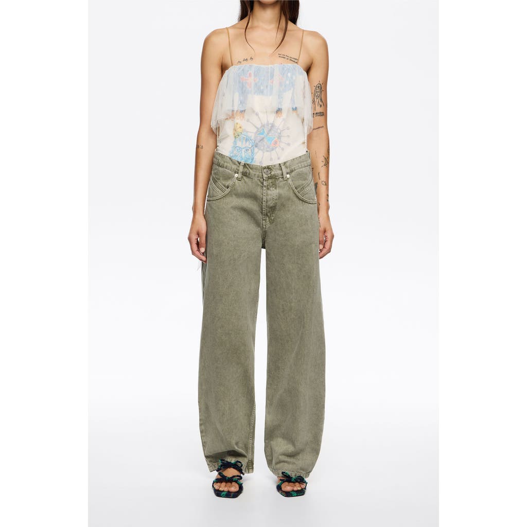 Bimba Y Lola Washed Denim Jeans In Green