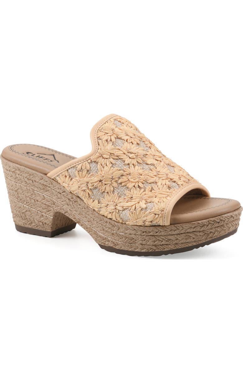 CLIFFS BY WHITE MOUNTAIN Bizzie Platform Wedge Espadrille Sandal, Main, color, Mustard/ Fabric
