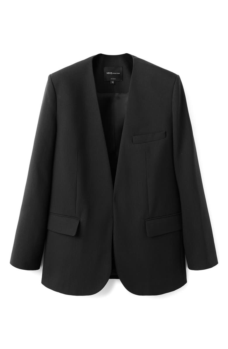 MANGO Selection Collarless Blazer, Alternate, color, Black