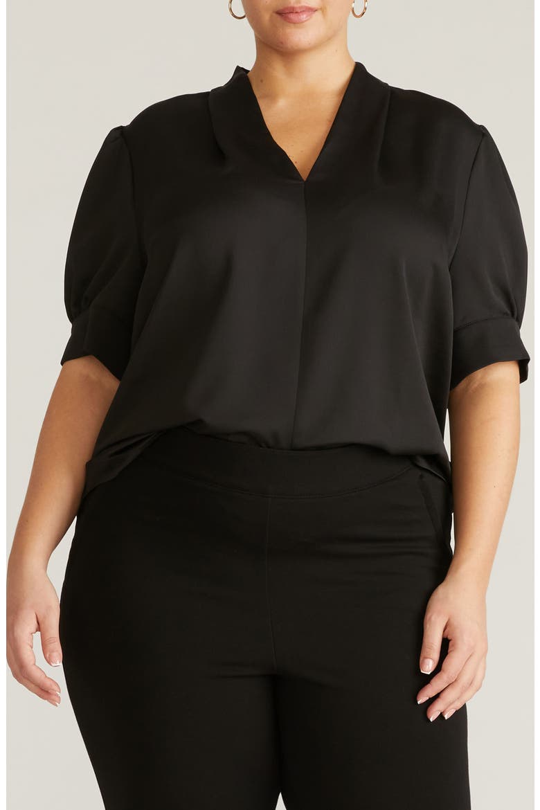 Beatrice Pebble Georgette Top, Main, color, BLACK