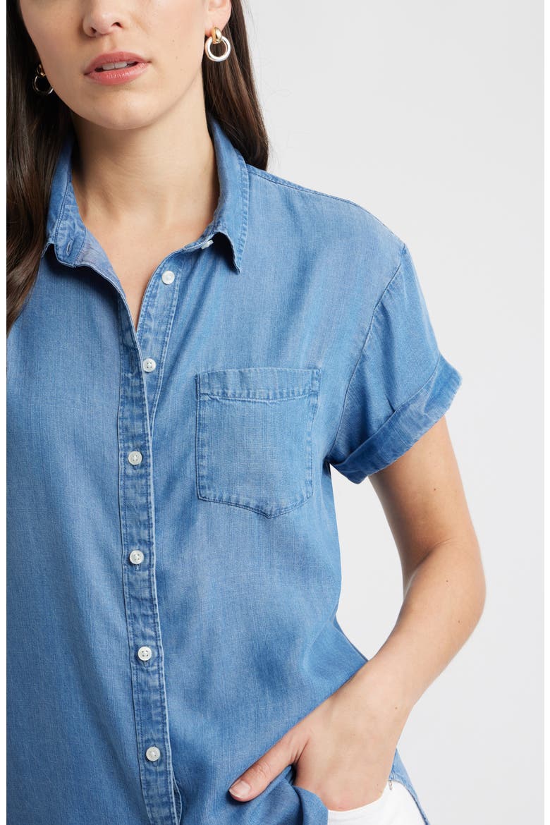 Chambray Camp Shirt, Alternate, color, MEDIUM WASH