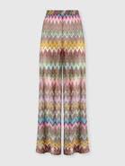 Missoni Straight Trousers In Lamé Viscose With Macro Zigzag Pattern
