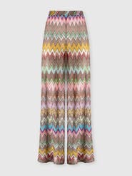Missoni Straight Trousers In Lamé Viscose With Macro Zigzag Pattern