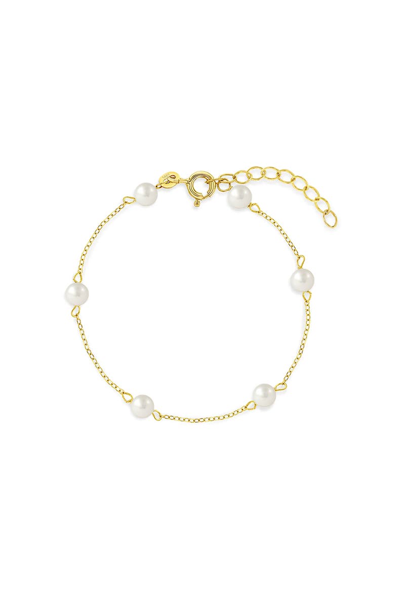 14k 4mm Freshwater Cultured Pearl Bracelet, Main, color, White