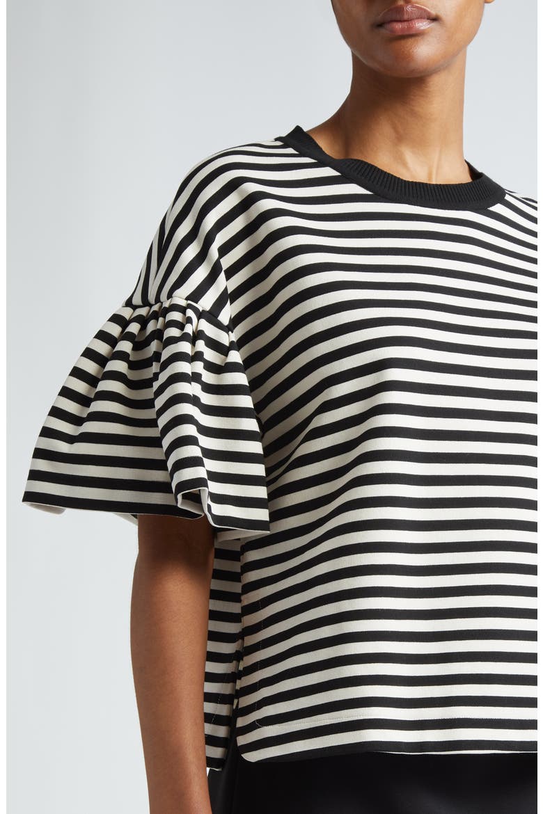 Peirak Stripe Bell Sleeve Knit Top, Alternate, color, BLACK WHITE