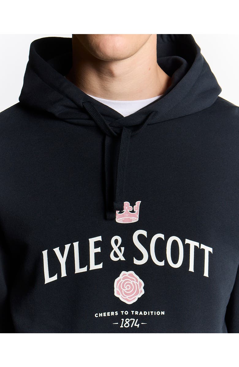 Lyle & Scott Cheers To Tradition Graphic Hoodie, Alternate, color, Dark Navy