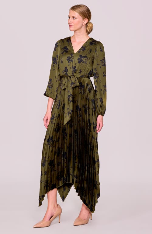 Melloday Pleated Asymmetrical Maxi Dress In Green