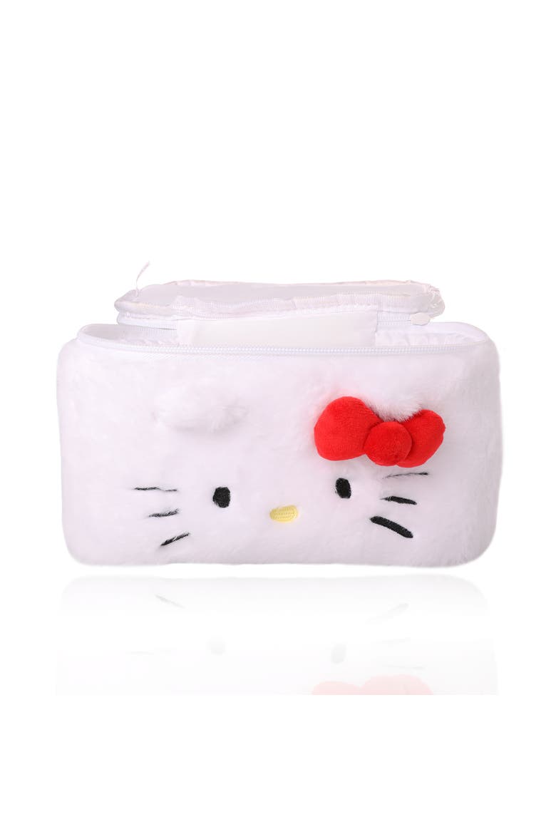 Fluffy Travel Cosmetic Bag, Alternate, color, White