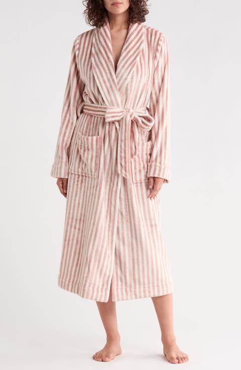 Stripe Plush Midi Robe