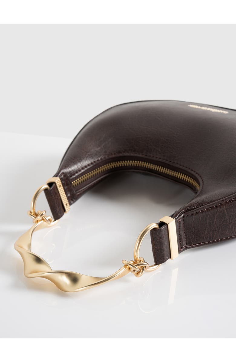 Manière De Voir Sadie Sculpted Leather Crescent Bag, Alternate, color, Brown