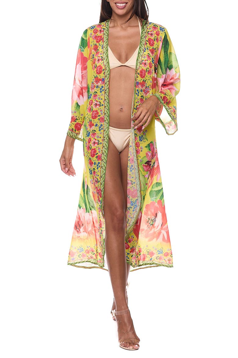 Embellished Cover-Up Duster, Main, color, YELLOW