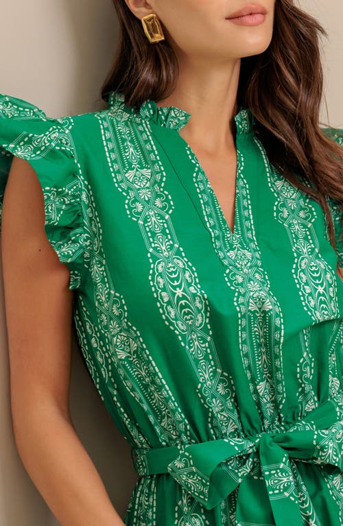 Flying Tomato Cap Sleeve Tiered Cotton Maxi Dress In Green