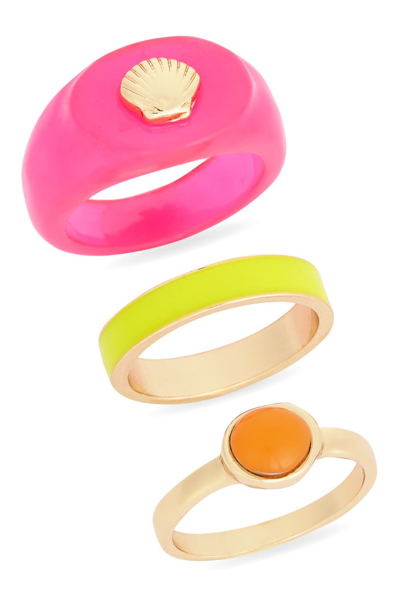 3-Pack Assorted Rings, Main, color, PINK MULTI- GOLD