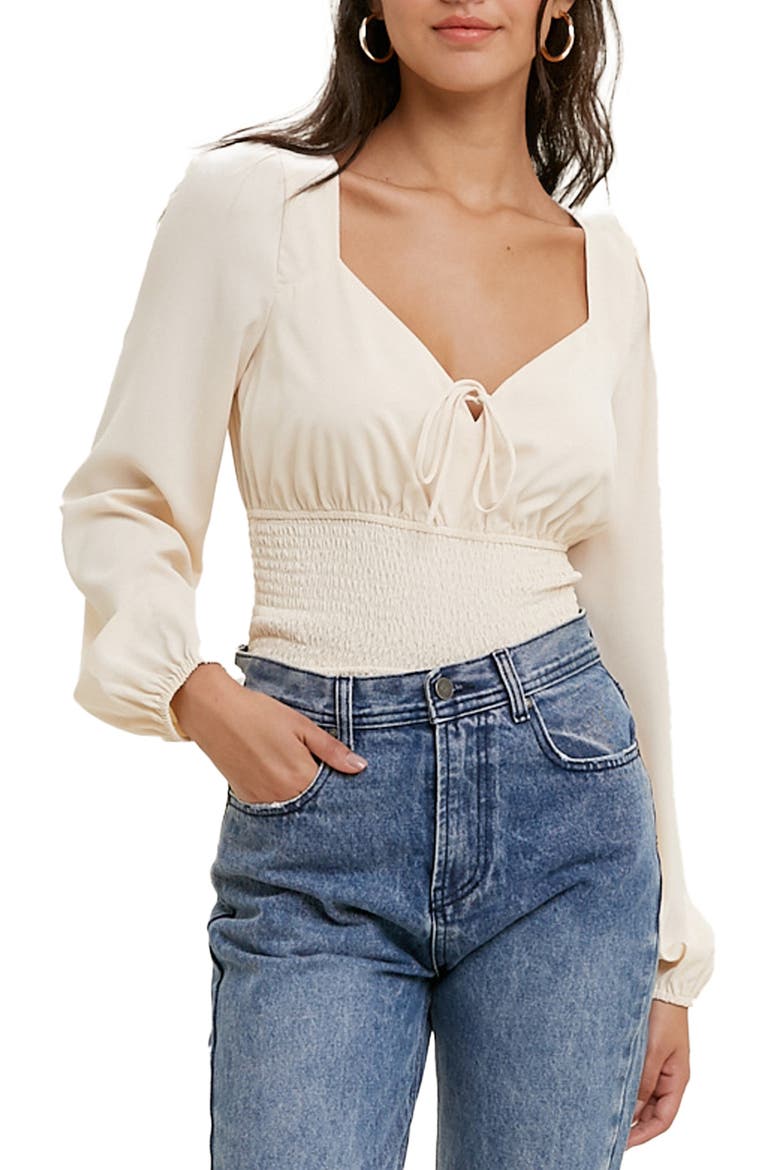 Smocked Waist Top, Main, color, CREAM