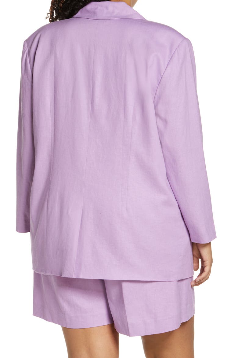 Oversize Linen Blend Blazer, Alternate, color, PURPLE SPECTRE