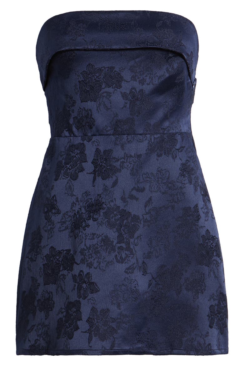 Dakhoda Strapless Jacquard Minidress, Alternate, color, NAVY