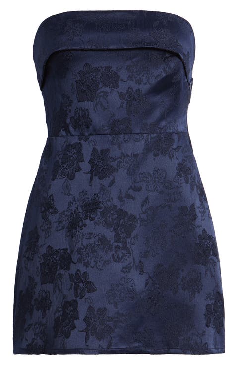 Dakhoda Strapless Jacquard Minidress