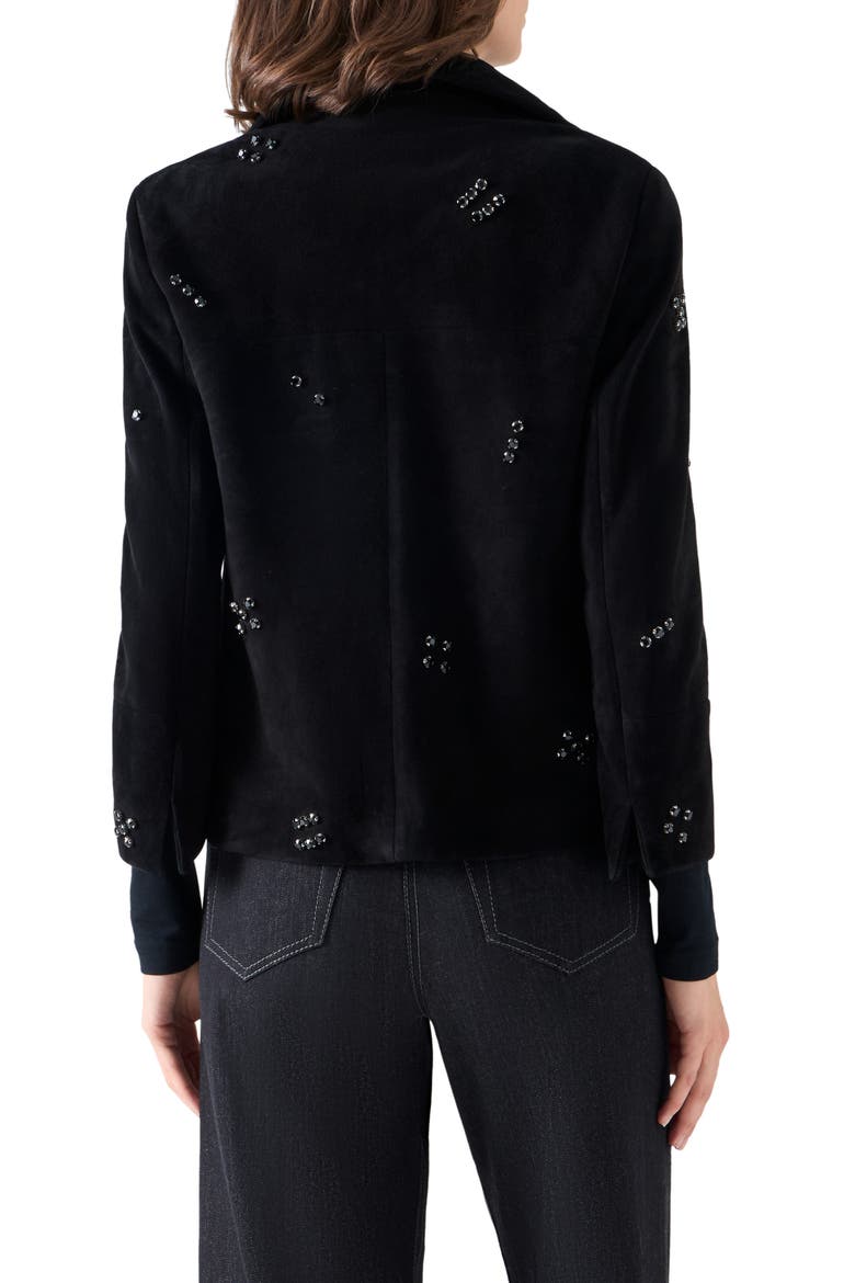 Embellished Suede Jacket, Alternate, color, BLACK