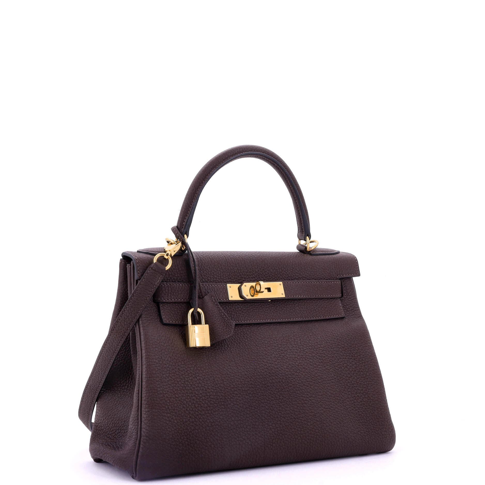 Pre-Owned Hermes Kelly Handbag Brown Togo with Gold Hardware 28, Alternate, color, 