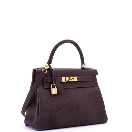 Pre-owned Hermes Hermes Kelly Handbag Brown Togo With Gold Hardware 28 In Brown