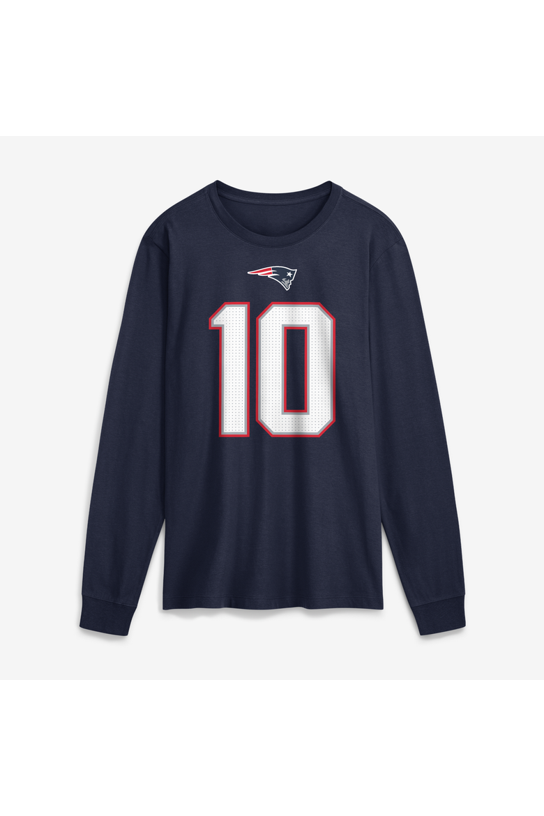 Men's Nike Drake Maye Navy New England Patriots Name & Number Long Sleeve T-Shirt, Alternate, color, Navy