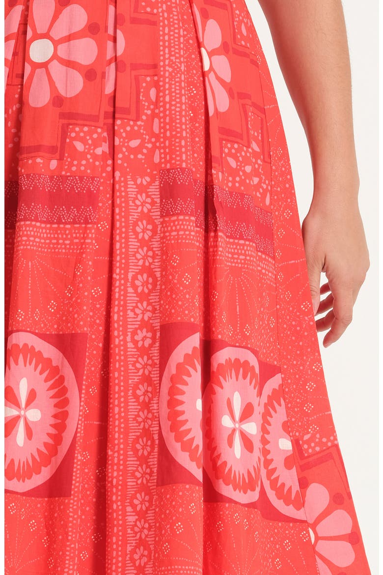 Amity Pleated Puff Sleeve Cotton Fit & Flare Dress, Alternate, color, CRIMSON TILE