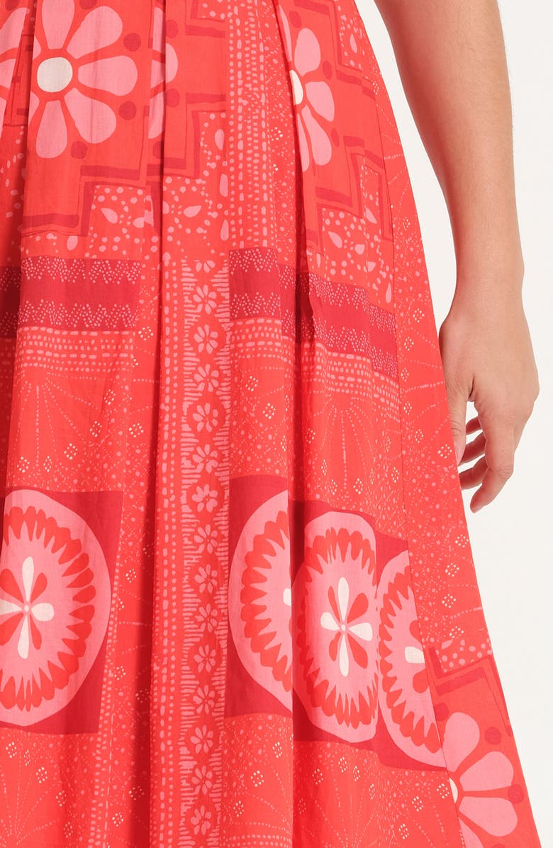 Estelle Amity Pleated Puff Sleeve Cotton Fit & Flare Dress, Alternate, color, Crimson Tile