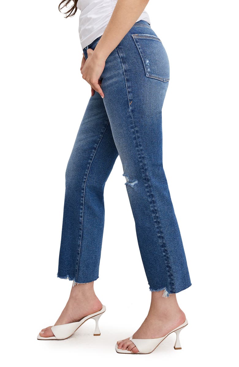 Good American Good Petite Distressed Crop Straight Leg Jeans, Alternate, color, Indigo943