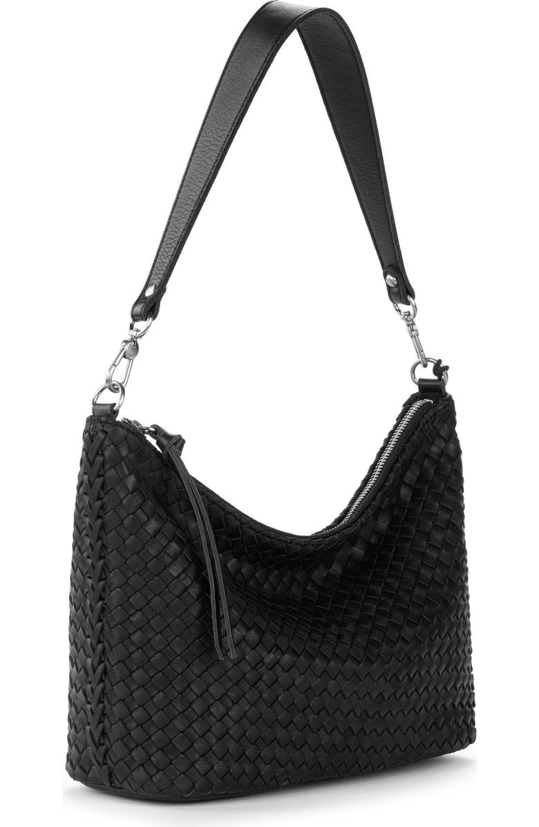 The Sak Juniper Small Hobo Leather Bag, Alternate, color, Woven Black