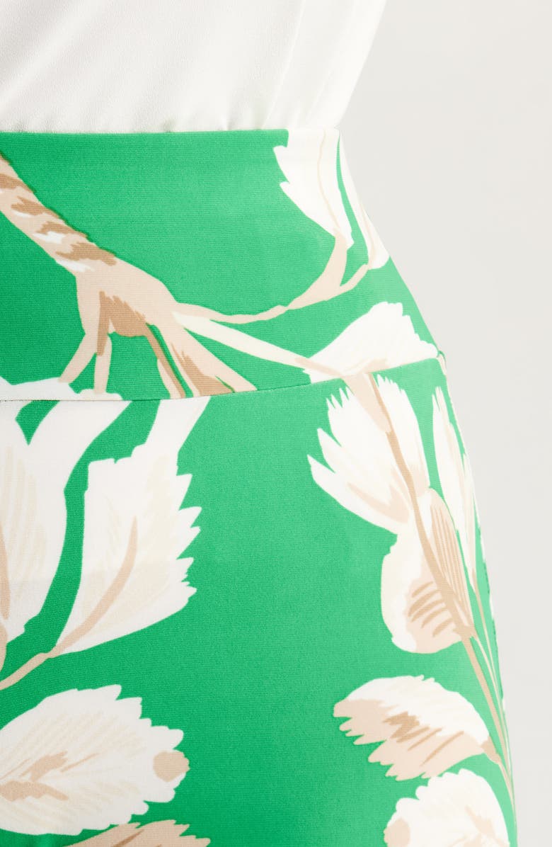 Anne Klein High Waist Pull-On Wide Leg Pants, Alternate, color, Tropical Green Multi