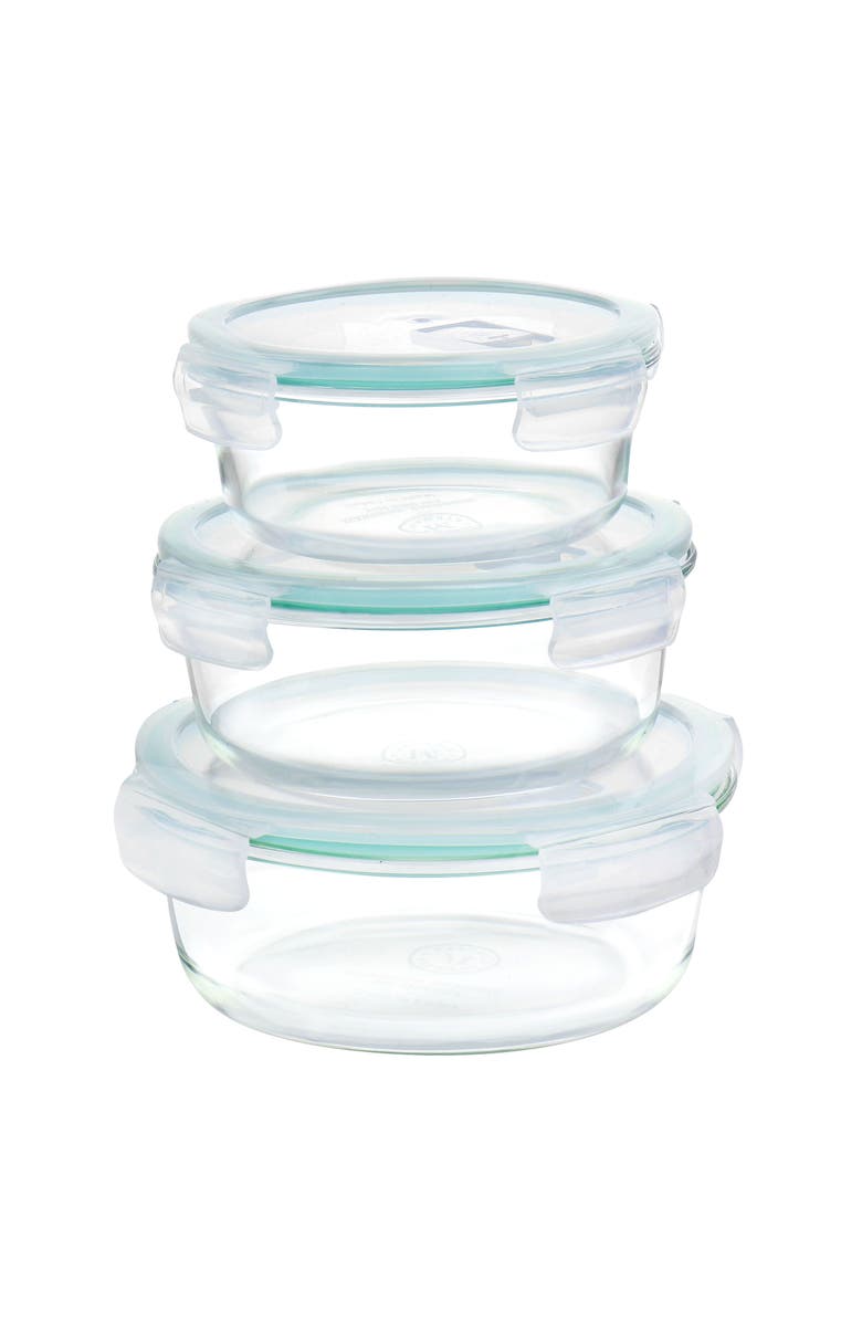 MARTHA STEWART 6 Piece Round Glass Storage Containers with Leak Proof Lids, Main, color, Clear
