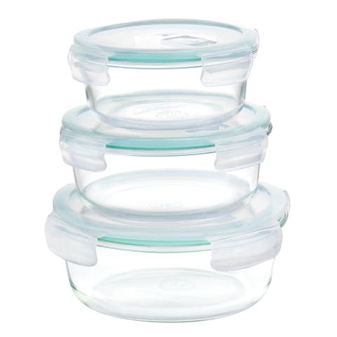 6 Piece Round Glass Storage Containers with Leak Proof Lids