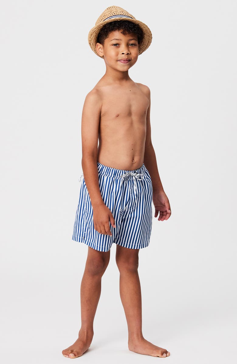 Snapper Rock Kids' Denim Stripe Swim Trunks, Alternate, color,