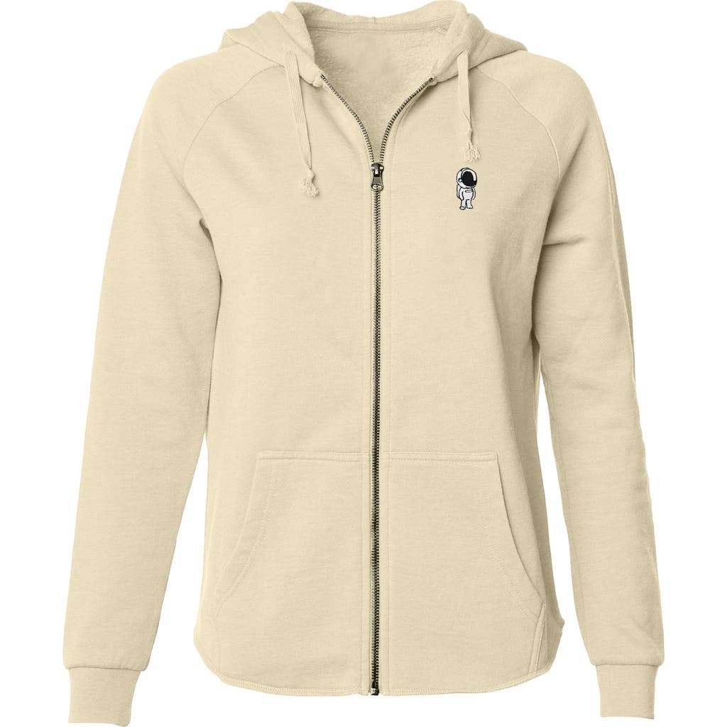 Dalix Astronaut Zip Fleece Hoodie In Bone