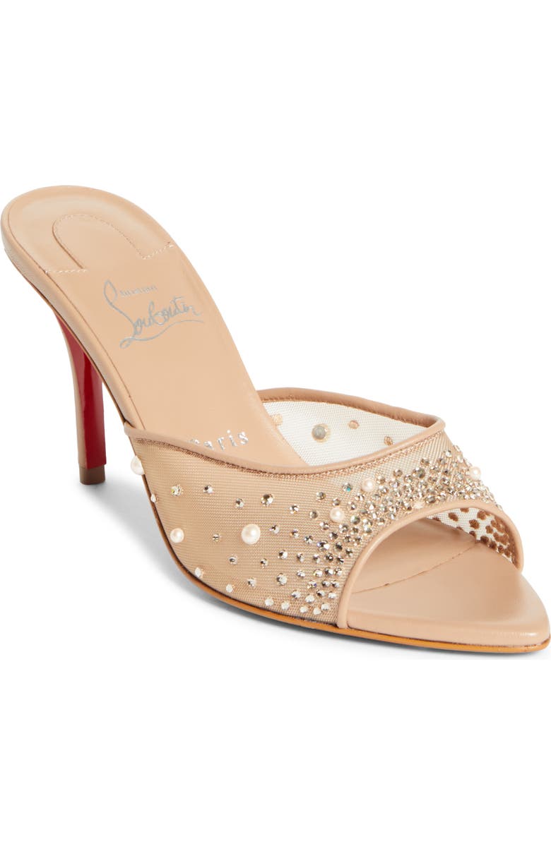 Christian Louboutin Miss Z Crystal Embellished Mesh Pointed Toe Sandal, Main, color,